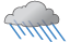 Cloudy and humid; occasional rain and a thunderstorm in the afternoon