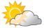 Partly sunny and humid with a thunderstorm in one or two spots